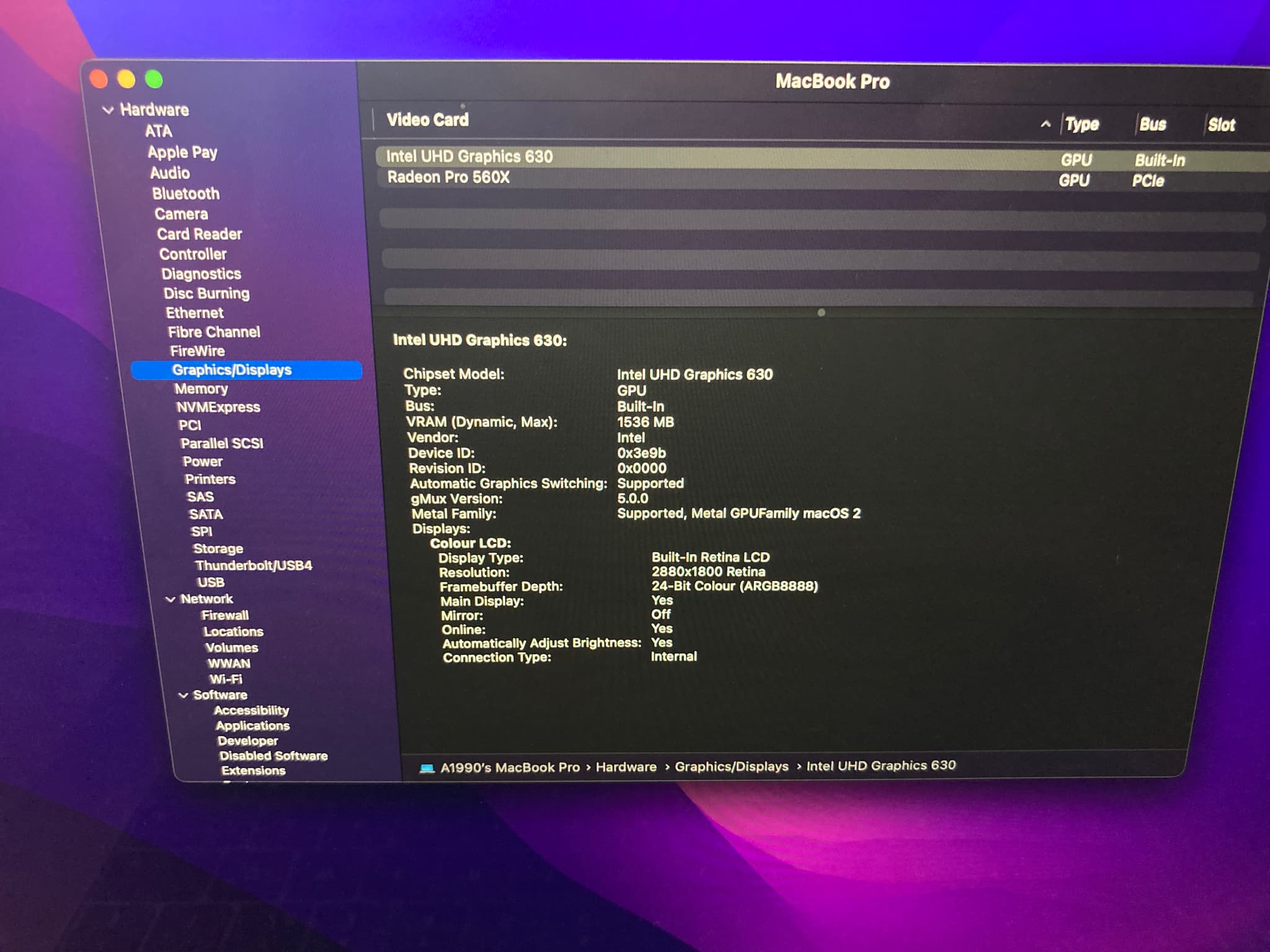 Apple Macbook Pro 15 2018 A1990 image 8