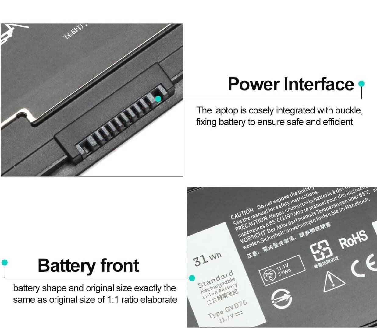 Батерия за Dell Latitude E7240, E7250, Dell Latitude 12 7000, E7240 Touch series image 3