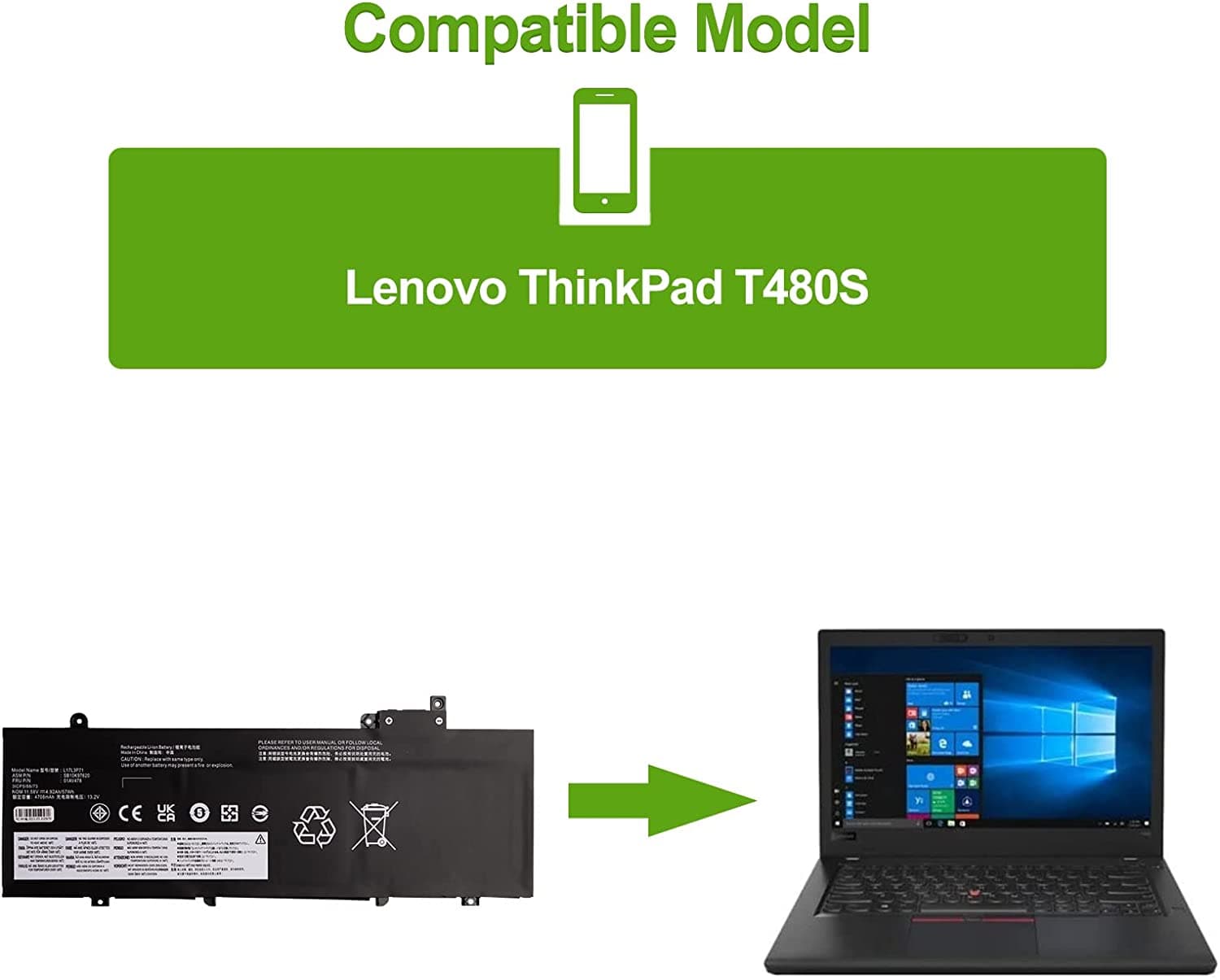 Батерия за лаптоп Lenovo ThinkPad T480S image 3